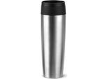 Thermobecher EMSA "Travel Mug Classic, mit 360-Trinköffnung, auslaufsicher, rutschfest", schwarz (edelstahl, schwarz), H:24,2cm Ø:8cm, Edelstahl, Kunststoff, Silikon, Trinkgefäße, Thermobecher, 4h heiß, 8h kalt - 360 ml / 6h heiß, 12h kalt - 500 ml, 100% dicht