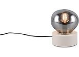 S.OLIVER Tischleuchte "ANJELLA, On/Off-Touch Tischleuchte exkl 1x E14, warm grey (beige)", greige rauchglas, 1, Ø 14,5cm H: 18,5cm, 1 Stk., Leuchten, mit mundgeblasenem Glasschirm in rauchgrau, 18,5 x Ø14,5cm, max 10W, Tischleuchte