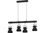 EGLO Hängeleuchte "SHIREBROOK", schwarz, H: 110cm, 1 Stk., Leuchten, Hängeleuchte in schwarz aus Stahl, Holz - exkl. E27 - 40W, Hängeleuchte