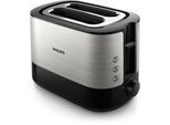 PHILIPS Toaster "HD2637/90 Viva Collection", schwarz, B:30cm H:20,1cm T:17,2cm, Toaster, Brötchenaufsatz, Krümelschublade, 7 Bräunungsstufen, Silber, Toaster