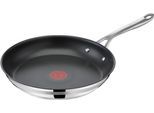Bratpfanne TEFAL "Jamie Oliver Cook Smart, Pfanne Induktion mit Antihaftversiegelung", silber (edelstahlfarben), H:4,5cm Ø:28cm, Pfannen, Bratpfanne, Thermo-Signal bei idealer Bratttemperatur, für alle Herdarten geeignet