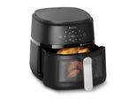 PHILIPS Heißluftfritteuse "Airfryer 2000 NA231/00, mit 6.2L, Sichtfenster", schwarz (schwarz, silber), B:30,8cm H:40,4cm T:30,9cm, Fritteusen, RapidAir Technologie und 13 Kochfunktionen; Schwarz/Silber, Heißluftfritteuse