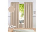 Vorhang OTTO HOME "Raja, Gardinen mit Kräuselband, Vorhänge Wohnzimmer" Gr. 3, beige (sand), B:140cm H:225cm, Polyester, Recyceltes Material, Gardinen, Vorhang, 2er-Set, Bestseller, einfarbig, modern, pflegeleicht, Mikrofaser, Topseller