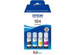 EPSON Tintenpatrone "104, original Epson ecotank", schwarz, cyan, magenta, gelb, Tintenpatronen, Multipack, Tintenpatrone