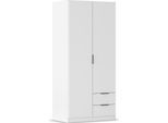 Kleiderschrank RAUCH "Drehtürenschrank Schrank Garderobe Ankleide Schlafzimmer LAGOA", alpinweiß, B:91cm H:197cm T:54cm, Holzwerkstoff, Schränke, Kleiderschrank, mit geräumigen Schubladen, optional mit Aufsatz MADE IN GERMANY