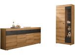 Wohnwand HOME AFFAIRE "Soleto, zeitlose Anbauwand, Komplettset im modernen Stil", braun (eiche evoke), Kastenmöbel-Sets, Wohnwand, enthält Vitrine und Sideboard