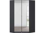 Eckkleiderschrank RAUCH "Kleiderschrank Schrank Garderobe Wäscheschrank COSTA Größe 117x104 cm", schwarz (graumetallic), B:117cm H:197cm T:104cm, Holzwerkstoff, Schränke, Eckkleiderschrank, mit Spiegel, voll ausgestattet mit viel Stauraum MADE IN GERMANY