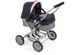 Puppenwagen CHIC2000 "Smarty, Mini-Kuschelwagen", blau (grau, navy), Puppenwagen, KinderB:56cm H:56cm T:56cm, Kunststoff, Metall, Stoff, Puppenwagen, mit herausnehmbarer Tragetasche, B:56cm H:56cm T:56cm