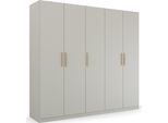 Kleiderschrank RAUCH "Drehtürenschrank Schrank Garderobe Ankleide SKANDI BY QUADRA SPIN", grau (seidengrau), B:226cm H:210cm T:54cm, Holzwerkstoff, Schränke, Kleiderschrank, im Landhaus-Stil mit Massivholzgriffen aus Wildeiche
