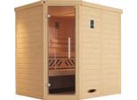 Sauna WEKA "Kemi", beige (natur), Bio-Ofen, externe Steuerung, 7,5 kW, Saunen, Sauna, 7,5 kW Bio-Ofen mit digitaler Steuerung