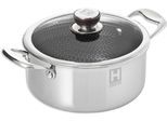 Kochtopf HENSSLERS, silber, B:30cm H:14cm L:22cm Ø:20cm, Töpfe, Kochtopf, Ø 20 cm, 2,8 Liter, 3-Schicht Material mit Wabenstruktur, Induktion, Topseller