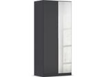 Drehtürenschrank OTTO HOME "Kleiderschrank Schrank Garderobe AGORDO mit Dekor- oder Hochglanzfront", grau (graumetallic), B:91cm H:210cm T:54cm, Holzwerkstoff, Schränke, Drehtürenschrank, durchdachte Innenausstattung, in 8 Breiten und 2 Höhen MADE IN GERMANY