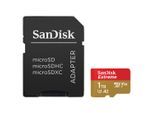 SANDISK Speicherkarte "microSDXC Extreme, Adapter, 1 Jahr RescuePRO Deluxe", bunt (rot, goldfarben), 1000 GB, Speicherkarten, Speicherkarte