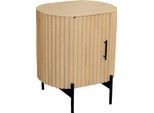 Nachtkommode SIT "Kommode Retro – Lamellen‑Design & massives Mangoholz, stilvoll", beige (natur, schwarz), B:50cm H:60cm T:40cm, Massivholz, Metall, Sideboards, Nachtkommode, Retro‑Lamellen‑Nachtkommode aus massivem Mangoholz, Stauraum