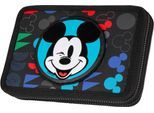 Federmäppchen COOLPACK "Etui XL, Disney, Mickey Mouse, mit 2 Reißverschlüssen", Kinder, bunt (mickey mouse), Polyester, Schreibgeräteetuis Federmäppchen, befüllt