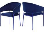 Armlehnstuhl TOM TAILOR HOME "EMBRACE ARMCHAIR", blau (navy blau, cobalt blau, cobalt blau, dri 81 navy blau), B:51cm H:81,5cm T:57,5cm, Metall, Stoff, Stühle, Armlehnstuhl, Esszimmerstuhl, mit Armlehnen, 4-Fußgestell, Rückenausschnitt