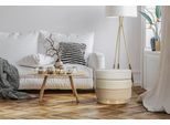 Sitzhocker KAYOOM "Hocker Elyse, Edler Touch durch goldenen Sockel", beige (creme, multi), B:50cm H:42cm T:50cm, Korpus: MDF / Bezug: 100% Polyester (Samt) / Sockel: Edelstahl, Hocker, Sitzhocker, samtweich, hochwertig, Perfekt aufeinander abgestimmte Farben