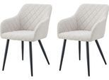Esszimmerstuhl HOME AFFAIRE "SUDBURRY, 2er Set, mit Metallgestell in matt schwarz", schwarz matt, pulverbeschichtet, creme, B:56cm H:83cm T:60cm, Metall, Polyester, Stühle, Esszimmerstuhl, in verschiedenen Farben, Belsatbarkeit pro Stuhl 120 kg, mit Armlehne