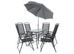 Garten-Essgruppe VCM "7-tlg Sitzgruppe Gartenmöbel Tisch Stühle Set 110", schwarz (anthrazit), B:110cm T:55cm, Obermaterial: 100% Metall MT., Sitzmöbel-Sets, Garten-Essgruppe