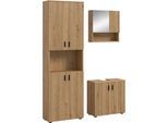 Badmöbel-Set WELLTIME "MANI, 3-tlg. Badkombination, Paneeloptik", artisan oak nachbildung, B:135cm H:192cm T:30cm, Kastenmöbel-Sets, Badmöbel-Set, Bad-Kombination, Bad-Möbel, Badezimmer, Kombination, Kombi
