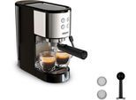 KRUPS Espressomaschine "XP4418 Virtuoso Essential, Siebträger", schwarz (schwarz, edelstahl), B:12,5cm H:28,6cm T:24cm, Kaffeemaschinen, Edelstahl-Applikationen, schlankes kompaktes Design, 2 Filtereinsätze, Espressomaschine