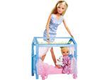 Anziehpuppe SIMBA "Steffi Love, Sweet Dreams", bunt (hellblau, hellrosa), Puppen, KinderH:29cm, Anziehpuppe, mit Baby und Kinderbett, H:29cm