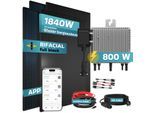 SUNNIVA® 1840W Balkonkraftwerk BIFAZIAL FULLBLACK komplett Steckdose DEYE 800W Wechselrichter, PV Solaranlage, 4x 460W Glas-Glas Solarmodule, inkl. 5m Kabel, Bluetooth WIFI, Komplettset