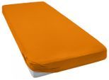 Spannbettlaken BELLANA "bellana deluxe mit Elasthan, Jersey 230 g/m², Premium-Qualität", orange (papaya), 1 Stk., Jersey-Elasthan, 180x200 180x210 180x220 190x200 190x210 190x220 200x200 200x210 200x220 35cm, Jersey-Elasthan, Obermaterial: 95% Baumwolle, 5% Elasthan, Bettlaken, Spannbettlaken, mit 5% Elasthan, für Matratzen bis 35cm Höhe, bügelfrei, faltenfrei