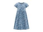 Jerseykleid HAPPY GIRLS, Mädchen, Gr. 140, N-Gr, blau (dove blau), Jersey, Obermaterial: 100% Baumwolle, bedruckt, geblümt, Basic knieumspielend, Rundhals, Kleider Jerseykleid