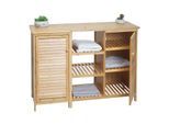 Badezimmerschrank MCW-B18, Regal Kommode Badschrank Badregal, 2 Türen Bambus 75x99x33cm