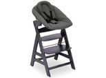 Hochstuhl HAUCK "Alpha Newborn Set Plus, Dark Grey", Kinder, Gr. B/H/T: 56cm x 77cm x 48cm, grau (dunkelgrau), Baumwolle, Kunststoff, Massivholz, Polyester, Stahl, Stühle Hochstuhl, mit Newborn Aufsatz