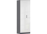 Mehrzweckschrank RAUCH "Garderobe Kleiderschrank Schrank Schuhschrank Putzschrank MINOSA", graumetallic, hochglanz weiß, griffe graumetallic, B:69cm H:197cm T:41cm, Holzwerkstoff, Schränke, Mehrzweckschrank, In 4 Breiten mit vielen Einlegeböden für viel Stauraum MADE IN GERMANY