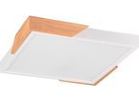 REALITY LEUCHTEN LED Deckenleuchte "Meta", weiß (weiß matt), 1, H: 3,5cm, 1 Stk., Leuchten, Deckenlampe Holzschirm 31x31cm, 20W/2400Lumen, warmweiß 3000K, dimmbar, LED Deckenleuchte