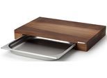 Schneidebrett CONTINENTA "Walnuss", braun (holzfarben), B:32,5cm H:7cm L:48cm, Edelstahl, Massivholz, Schneidebretter, Schneidebrett, mit Schublade