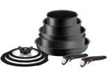 Topf-Set TEFAL "Ingenio Ultimate, Topf und Pfannenset abnehmbarer Griff, stapelbar", schwarz, H:24cm, Töpfe, Topf-Set, platzsparend, Pfannenset Induktion mit Antihaftversiegelung, L76491