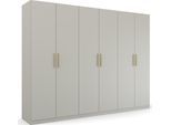 Kleiderschrank RAUCH "Drehtürenschrank Schrank Garderobe Ankleide SKANDI BY QUADRA SPIN", grau (seidengrau), B:271cm H:210cm T:54cm, Holzwerkstoff, Schränke, Kleiderschrank, im Landhaus-Stil mit Massivholzgriffen aus Wildeiche