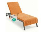 NYVI Frottee Schonbezug für Gartenliege NYVISpa 75x200 cm - Hygiene Liegestuhlauflage für Sonnenliegen Strandliegen Farbe:Orange