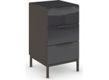 Nachtkommode RAUCH "Nachttisch Nachtschrank Nachtkonsole FLIPP mit Glasfront", grau (graphit, glas basalt), B:40cm H:71cm T:42cm, Holzwerkstoff, Sideboards, Nachtkommode, mit 3 Schubladen und Soft-Close-Funktion, Oberboden und Front Glas