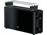 BRAUN Toaster "PurEase HT 3110 BK - 1 Langschlitz, 7 Stufen, Auftau- Aufwärmfunktion", schwarz, B:12cm H:24cm T:38cm, Toaster, 1.000 W, Kunststoff, Automatische Abschaltung, Brötchenaufsatz, Toaster