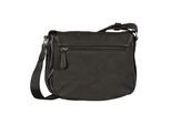 Umhängetasche TOM TAILOR "Yara", Damen, Gr. B/H/T: 24cm x 19cm x 8cm, schwarz, Polyurethan, bedruckt, clean, unifarben, Taschen Umhängetasche, feines Nubukimtat mit Glattlederimitat sowie Gewebeband mit Logodruck