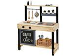 Outdoor-Spielküche MUDDY BUDDY "Grill & Chill", schwarz (natur, schwarz), Spielküchen, KinderB:80cm H:90cm T:40cm, Holz, Outdoor-Spielküche, natur - schwarz, B:80cm H:90cm T:40cm