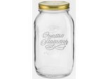 Einmachglas BORMIOLI ROCCO "Quattro Stagioni", transparent (klar), B:35cm H:22,5cm, Lebensmittelaufbewahrungsbehälter, Einmachglas, luftdicht verschließbar