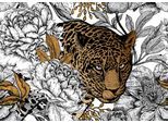 Fototapete PAPERMOON "ABSTRAKT DESIGN-LEOPARD mit Blumen", bunt, B:4m L:2,6m, Vlies, Tapeten