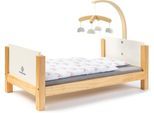 Puppenbett MUSTERKIND "Barlia, weiß/natur", weiß (weiß, natur), Puppenmöbel, KinderB:31cm H:42cm T:55cm, Puppenbett, mit Mobile, B:31cm H:42cm T:55cm