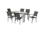 Gardenson , Graphitfarben, Grau , Metall, Textil , Uni , Stühle stapelbar, Tisch mit Glasplatte , Gartenmöbel, Gartenmöbel-Sets, Gartengarnituren
