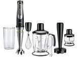 BRAUN Stabmixer "MultiQuick 9 MQ 9147X - 1200W, Stufenlosregulierbar, Dynamische Klinge", grau (schwarz, edelstahlfarben), B:6,8cm H:41cm T:6,8cm, Mixer, Spritzschutz, Extra Mahlklinge, 2 Modi + Pulsfunktion, viel Zubehör, Stabmixer