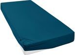 Spannbettlaken OTTO HOME "SOUCY aus Baumwolle mit Elasthan, 160 g/m²", blau (petrol), 1 Stk., Jersey-Elasthan, 140-160x200-220 30cm, Jersey-Elasthan, Obermaterial: 97% Baumwolle, 3% Elasthan, Bettlaken, Spannbettlaken, Premium Bettlaken für Matratzen bis 30 cm Höhe, optimale Passform