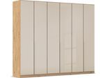 Drehtürenschrank OTTO HOME "Kleiderschrank Kleiderschränke Schrank Garderobe AGORDO mit Glasfront", beige (eiche artisan, glas beige (champagner)), B:271cm H:229cm T:54cm, Holzwerkstoff, Schränke, Drehtürenschrank, durchdachte Innenausstattung, in 8 Breiten und 2 Höhen MADE IN GERMANY