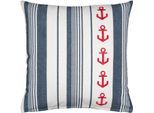 Dekokissen PAD "MARINA", blau (blau, gemustert gestreift), B:45cm L:45cm, Obermaterial: 100% Baumwolle, Dekokissen_Sitzkissen_Kissenhüllen, Made in Europe, Kissenhülle ohne Füllung, maritim, 1 Stück
