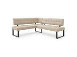 Eckbank HOME AFFAIRE "Mia Küchenbank, Polsterbank, Esszimmerbank, 207x167 cm", beige, schwarz, B:207cm H:61cm T:167cm, Massivholz, Metall, Polyester, Sitzbänke, Eckbank, Moderne Bank und Farben, Sitzplatzanzahl: 5, Frei in Raum stellbar